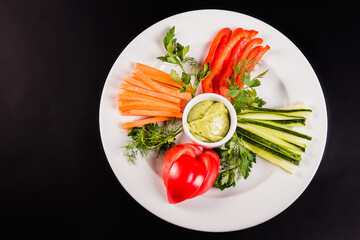 Mixed vegetables and sauce