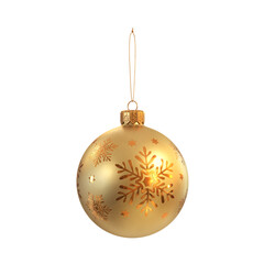 Christmas ball with snowflakes in gold on a white background, 3d render