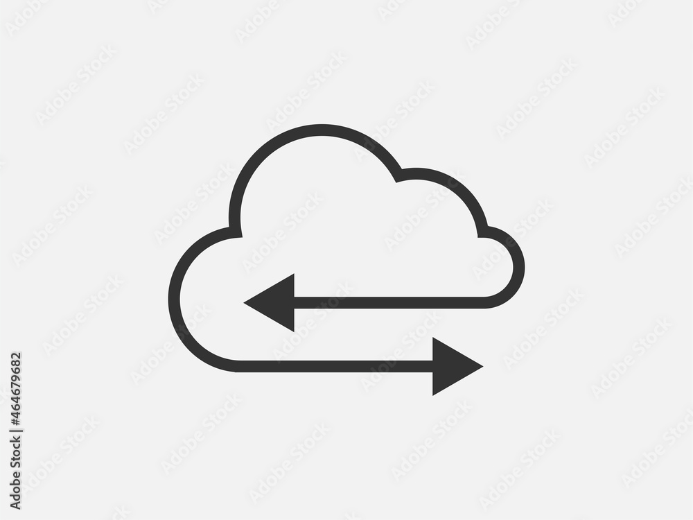 Poster technology icon vector cloud computing connection. big data global server. line design symbol.