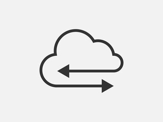 Technology icon vector cloud computing connection. Big data global server. Line design symbol.
