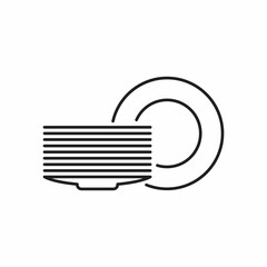 Symbol of Clean Dishes. Thin line Icon of Set of Kitchen