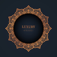 Abstract luxury bronze  mandala design frame premium vector