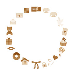 シンプルでフラットなバレンタインのフレームイラスト