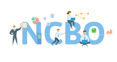 NCBO, No Change of Beneficial Ownership. Concept with keyword, people and icons. Flat vector illustration. Isolated on white.