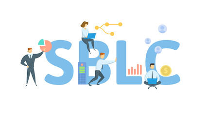 SBLC, Stand By Letter of Credit. Concept with keyword, people and icons. Flat vector illustration. Isolated on white.