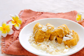 Local desserts of southern Thailand used to remember ancestors during the merit festival of the year 
