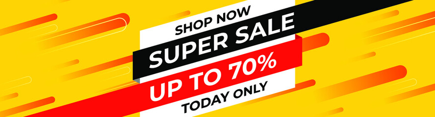 Fototapeta premium Sale banner design with discount up to 70% off. Flash sale vector template.