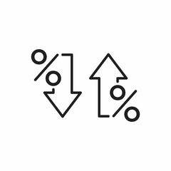 Percent growth and reduction line icons