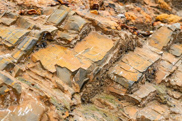 Mountain rock layers formations over the hundreds of years. Interesting background with fascinating texture, high quality background