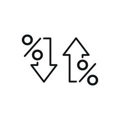 Percent growth and reduction line icons