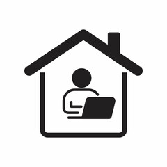 Work at home icon. Outsource job sign. Remote office employee symbol