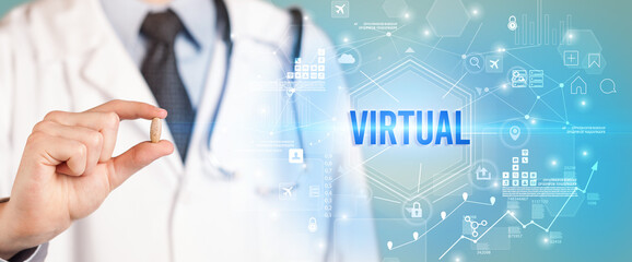 Doctor giving a pill concept