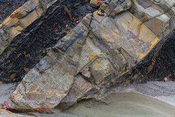 Mountain rock layers formations over the hundreds of years. Interesting background with fascinating texture, high quality background