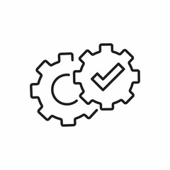 Gear with Check Mark line icon. Maintenance Service with Tick