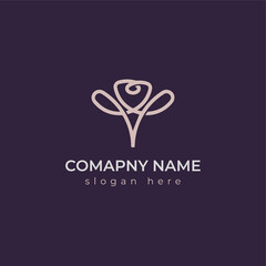 Luxury fashion flower logo abstract linear style
