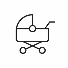 Baby stroller icon isolated on white background. Baby carriage, buggy, pram, stroller, wheel
