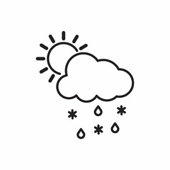 Cloud with snow, rain and sun icon isolated on white background. Weather icon