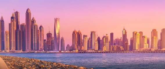 Dubai Marina bay view from Palm Jumeirah, UAE