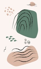 Set of design templates and illustrations in minimal linear style