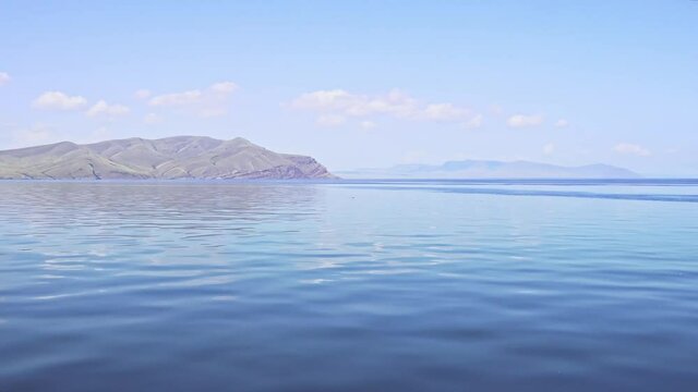 Yenisei river, boat, boat on the river, Khakassia, Russia