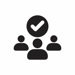 Approved group icon. Accepted team sign. Human resources symbol. Classic flat style