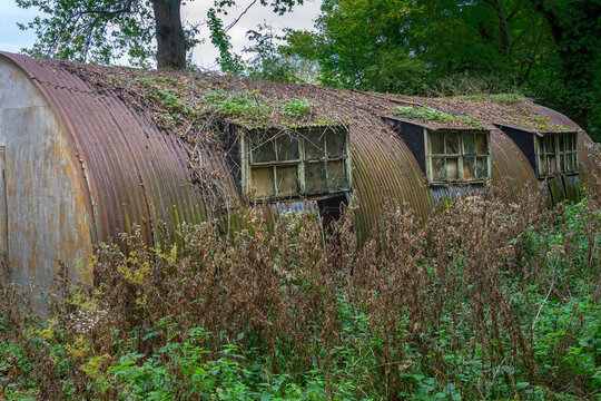 Decaying Nissan Hut In Woodland