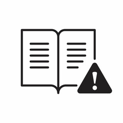 Instruction manual icon. Warning book sign. Caution alert symbol. Quality design element - obrazy, fototapety, plakaty