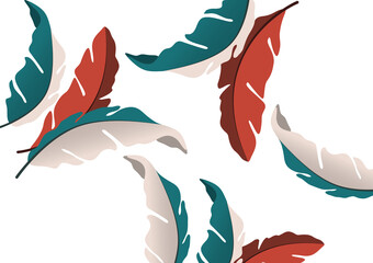 Colorful decorative oak leaves on a white background, falling foliage. Creative template for your design. Vector