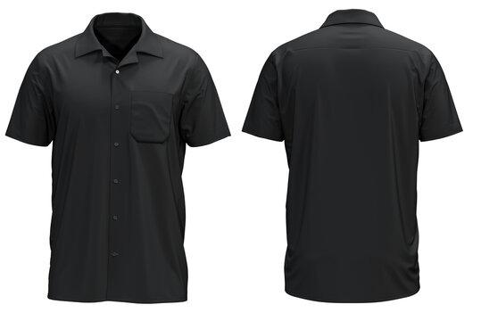 Short-sleeve button-down shirt (Black)