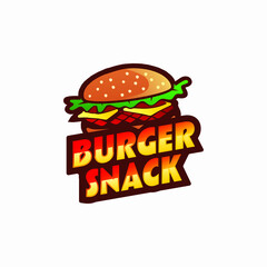 Hot burgers snack vector logo, fast food, lettering