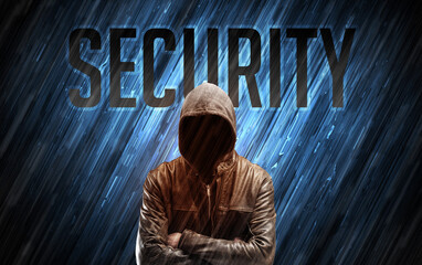 Mysterious man with security concept