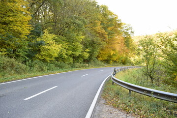 Eifelstraße durch herbstlichen Wald