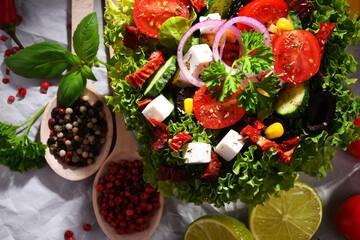 Composition with vegetable salad bowl