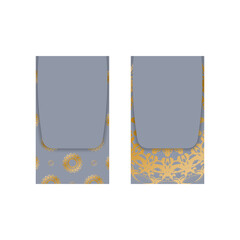 Business card in gray with Indian gold pattern for your business.