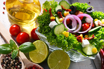 Composition with vegetable salad bowl