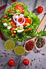 Composition with vegetable salad bowl