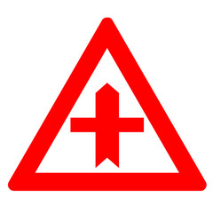 red triangle transportation road sign crossing