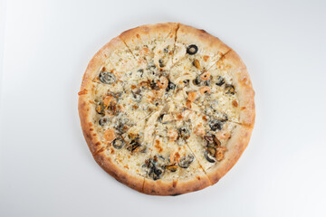 pizza on grey background