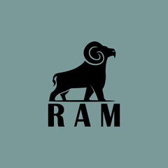 big and strong goat walking logo, silhouette of ram vector illustrations - obrazy, fototapety, plakaty