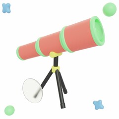 Telescope - 3D School Illustration Icon Pack