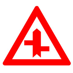 red triangle transportation road sign intersection