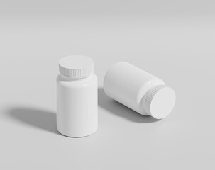 White pill case, round plastic container
