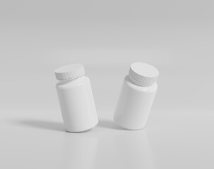 White pill case, round plastic container