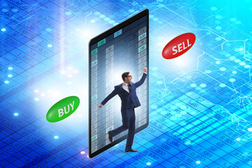 Online trading concept with businessman