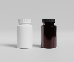 Brown pill case, round plastic container