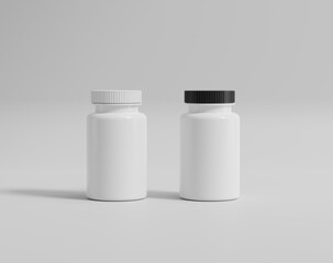 White pill case, round plastic container