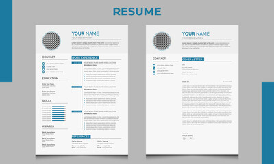Professional Elegant Resume design | Creative Resume design vector template | Creative resume design template with cover letter