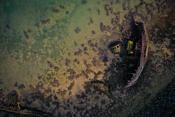 aerial view of a boat wreck