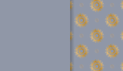 Gray color banner with greek gold pattern for design under your text
