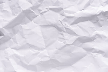 White crumpled paper texture background.